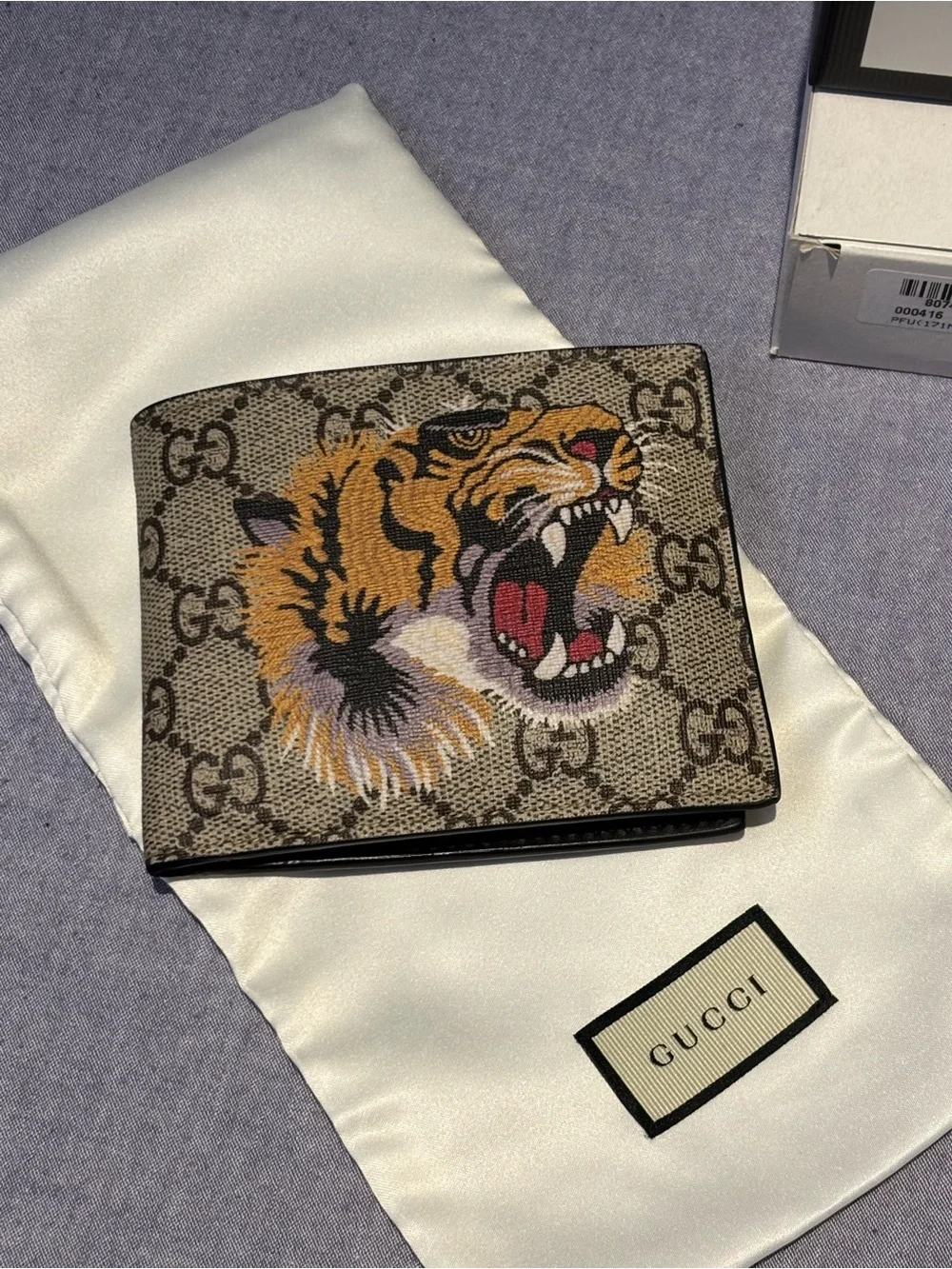 Gucci GG Supreme Wallet with Tiger - Brown/Yellow/Black
